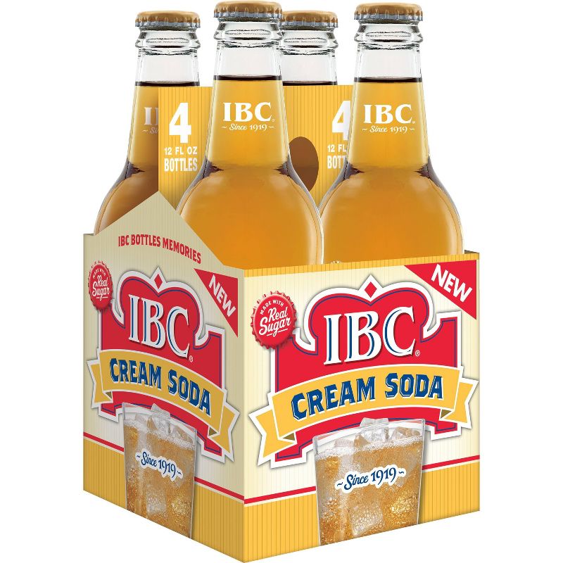I.B.C. Cream Soda Made with Sugar - 4pk/12 fl oz Glass Bottles