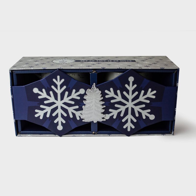 16oz 2pk Ceramic Reindeer Mugs Gray - Peppermint & Pine