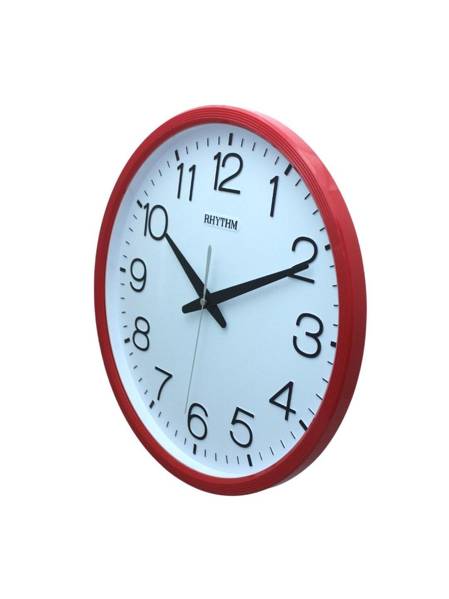 RHYTHM Elegant Round Red Plastic Wall Clock