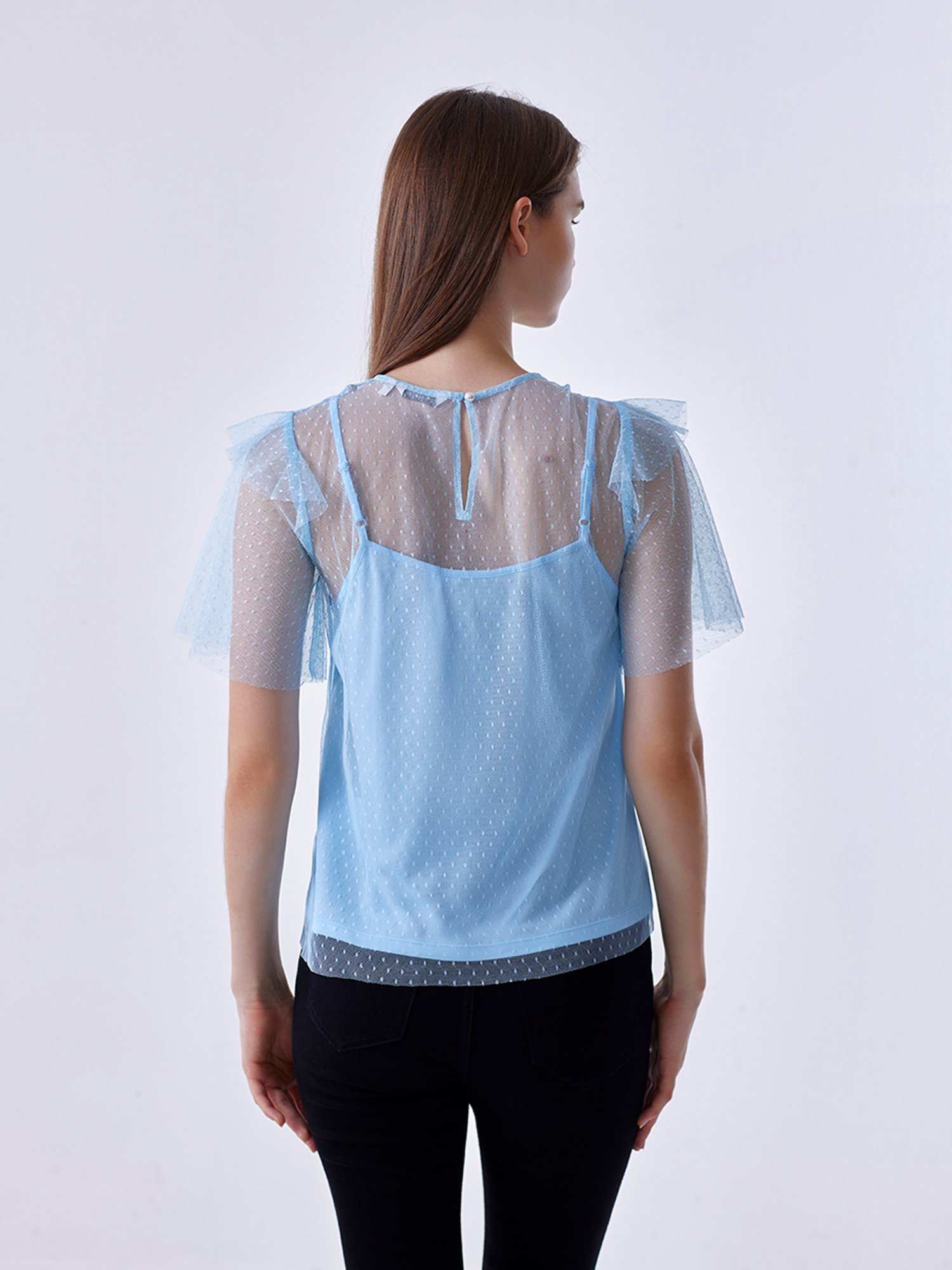 Cover Story Blue Embroidered Top