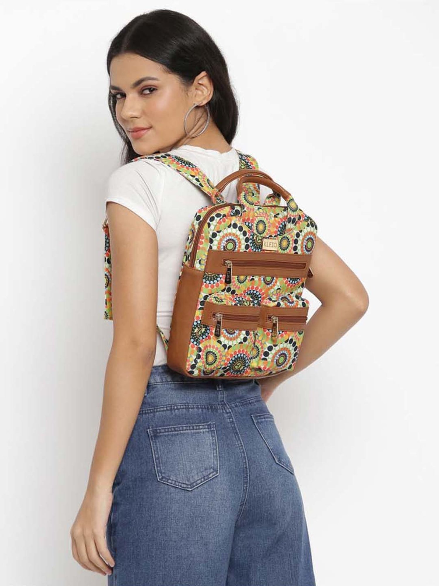 KLEIO Canvas Multicolor Medium Convertible Backpack