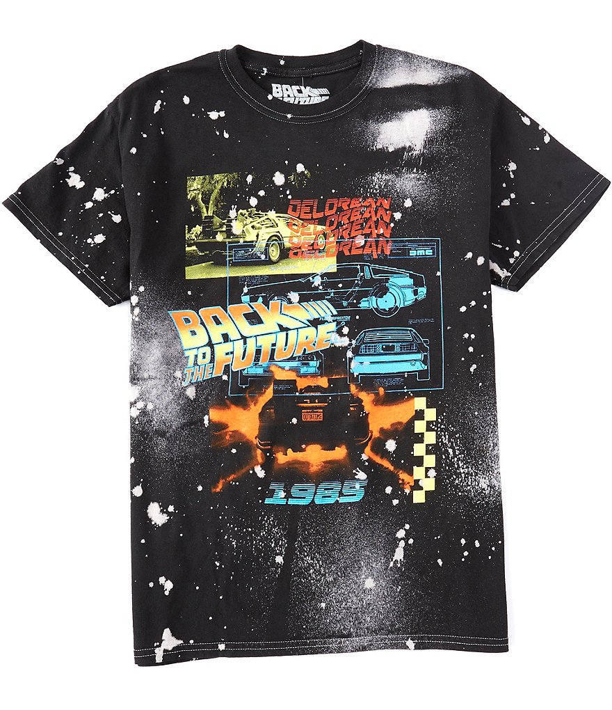 Back To The Future Layered Cars Graphic Tie-Dyed Short-Sleeve T-Shirt