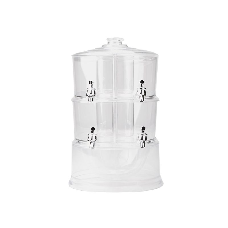 Mind Reader 2 Tier Split Compartment Beverage Drink Dispenser with Spigot and Ice Bucket Bottom