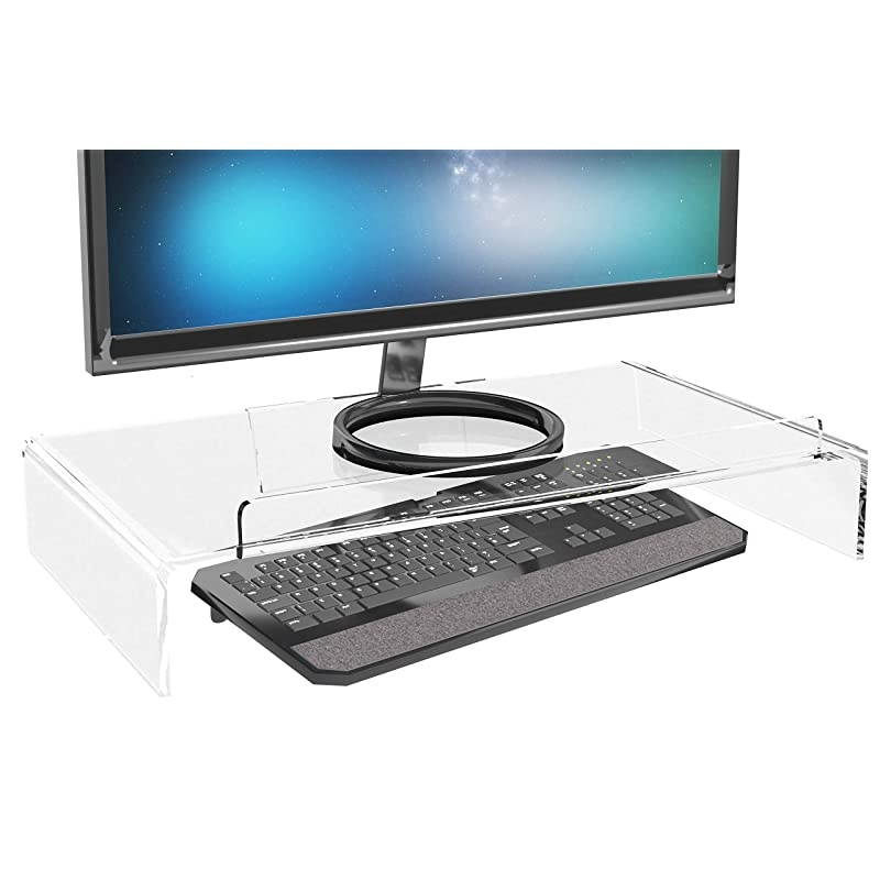 Acrylic Monitor Stand with Keyboard Storage Holds up to 50 Pounds 2125Inch Wide x 119Inch x 34Inch Clear AMS300