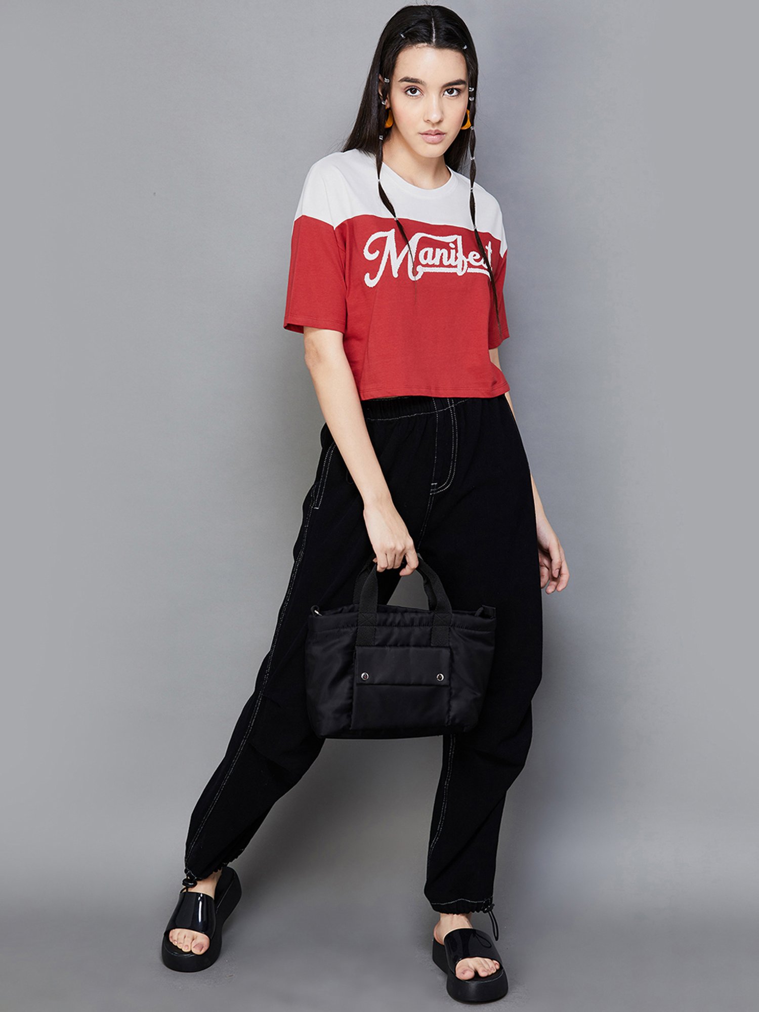 Ginger by Lifestyle Red Cotton Printed T-Shirt