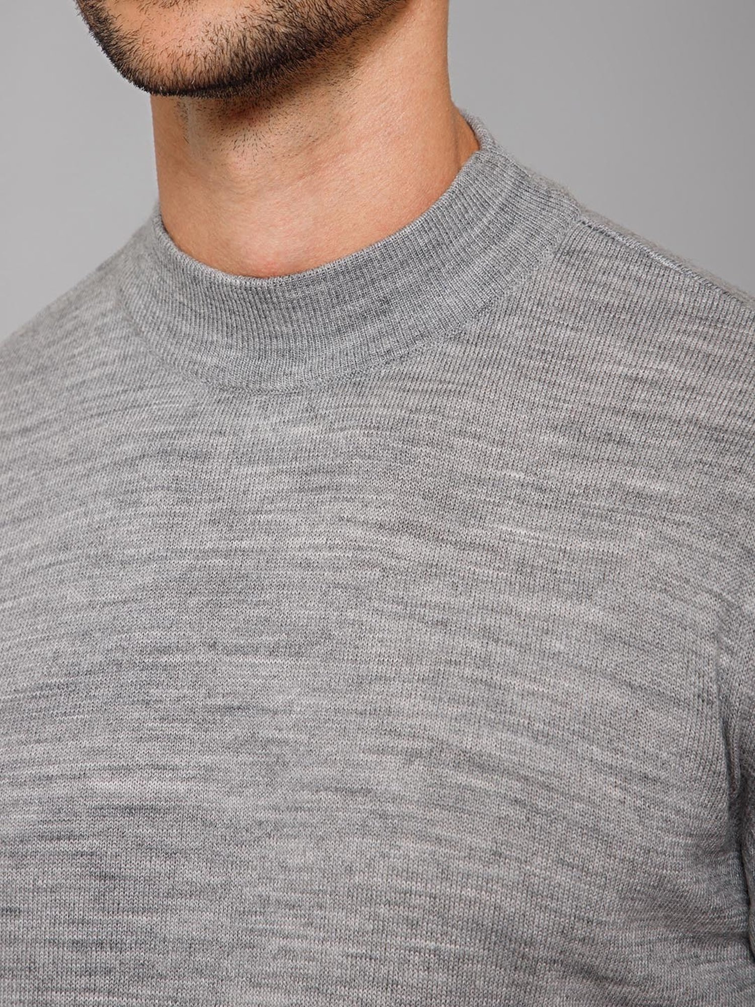 Cantabil Grey Melange Regular Fit Sweater