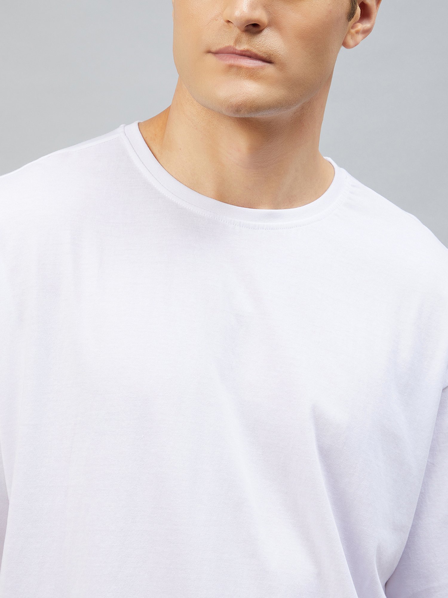 CHIMPAAANZEE White Loose Fit Oversized Crew T-Shirt