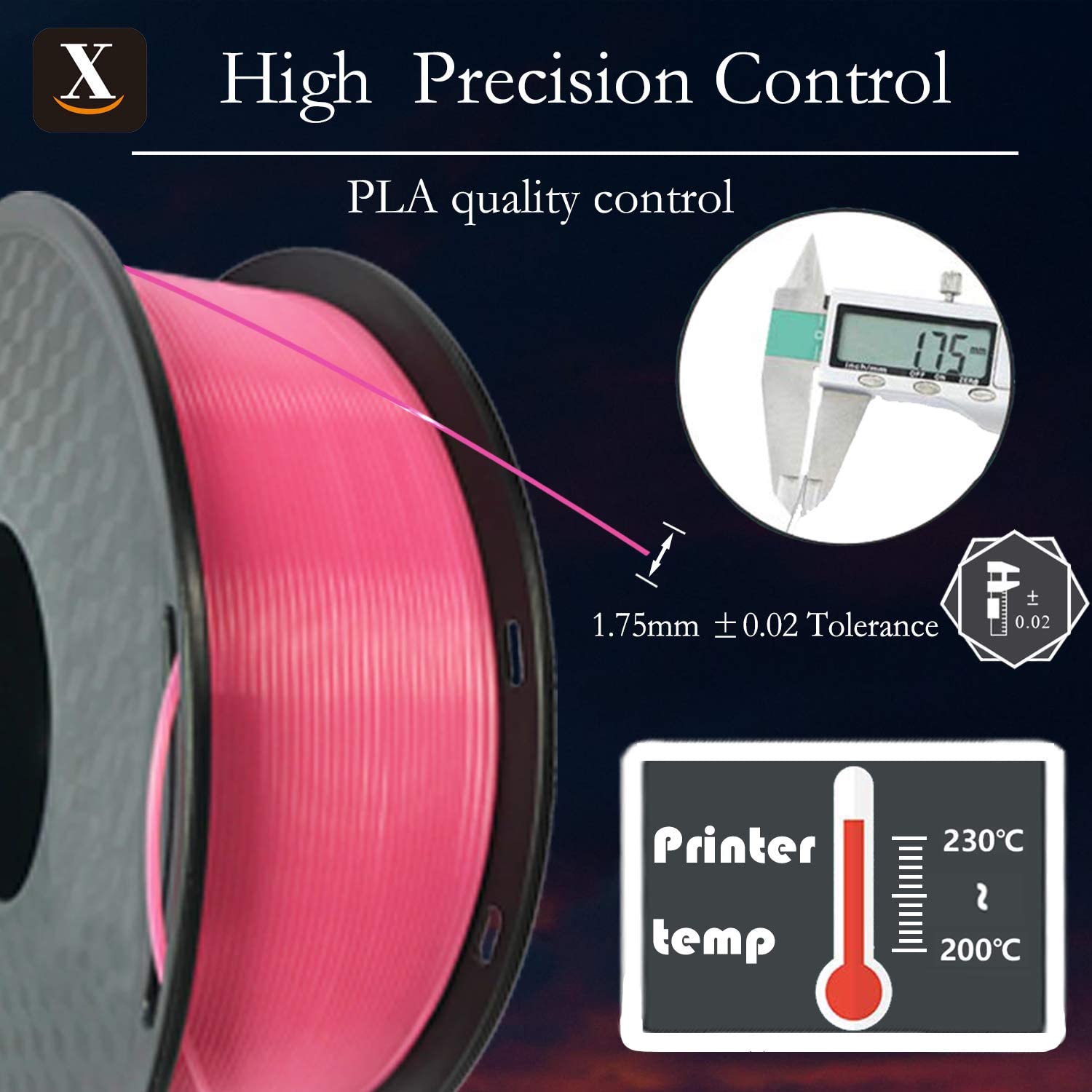 XTZL3D| PLA Material Printing Filament for 3D Printer, Pink,1kg, 1.75mm