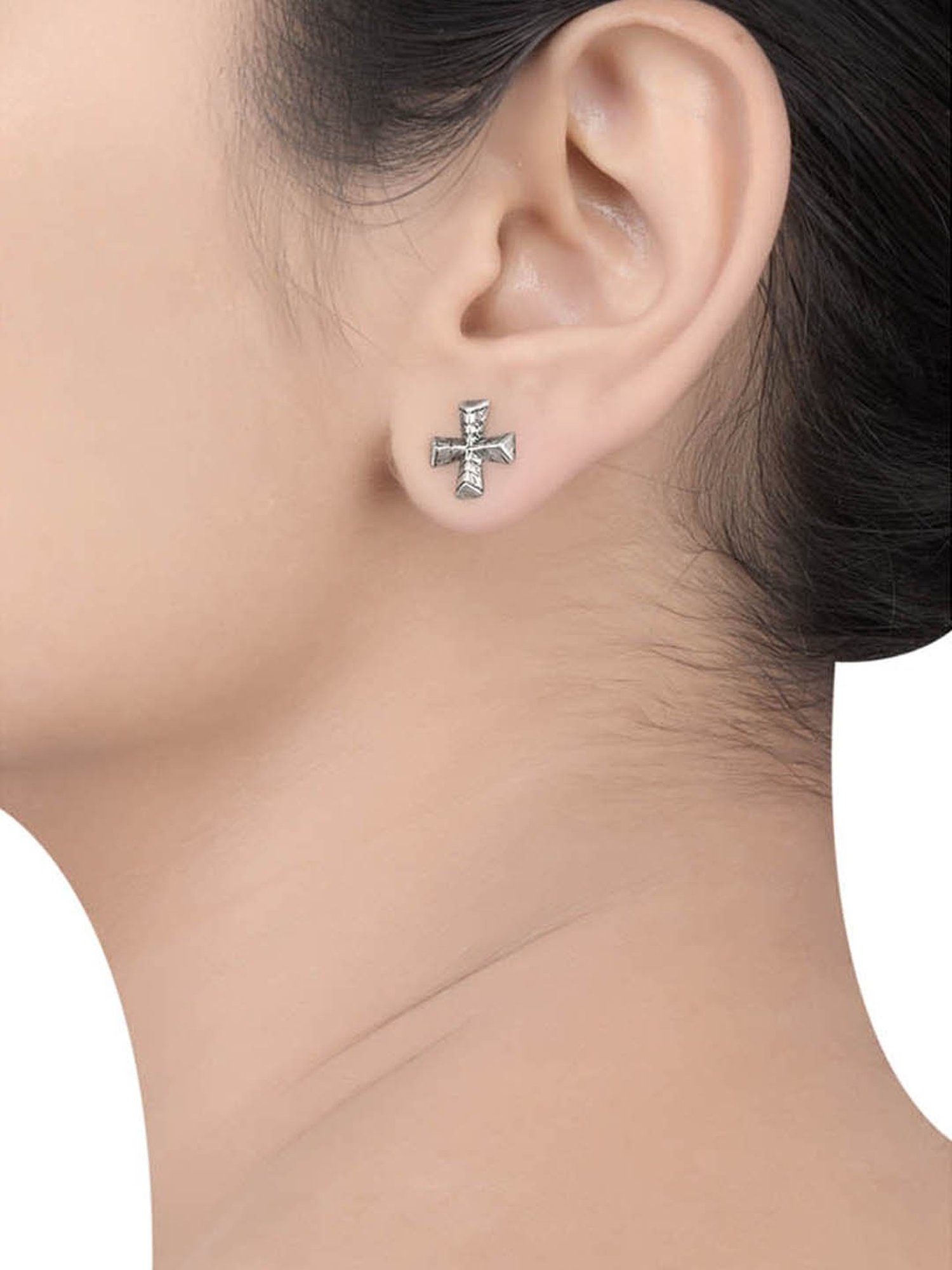 Tribe Amrapali Silver-Plated Vintage Fan Masaba Stud Earrings