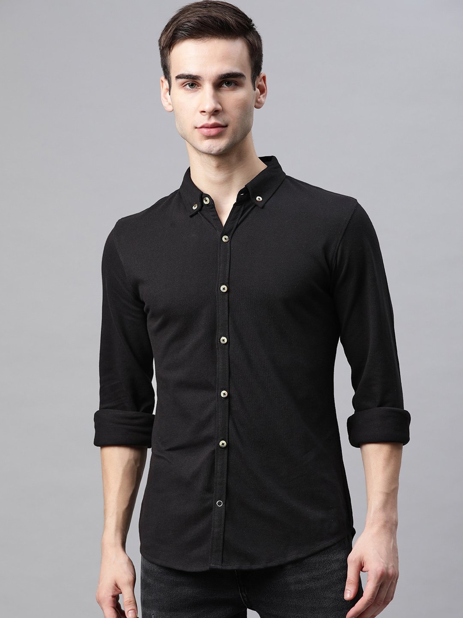Manq Black Slim Fit Shirt