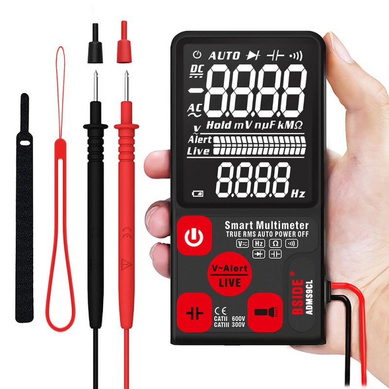 BSIDE 9999 Counts Smart Multimeter True RMS Digital Multimeter Measuring AC/DC Voltage Resistance Frequency with EBTN LCD Display DC/AC Voltage Meter Resistance Capacitance and Diode Tester