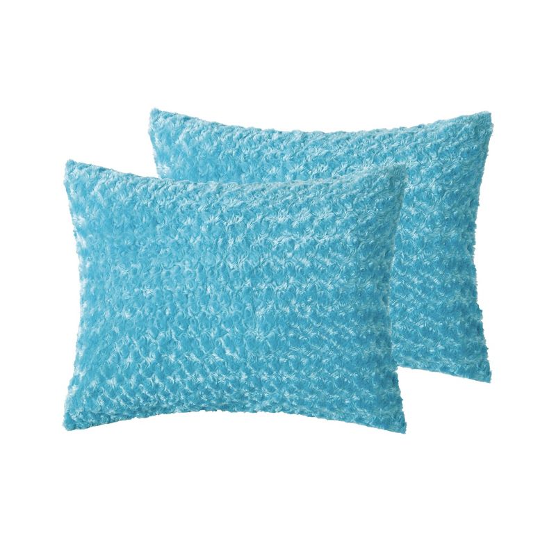 Blue Victoria Classics Rose Faux Fur Comforter Set Full 3pc - VCNY