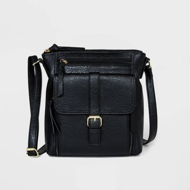 Bueno Zip Closure Crossbody Bag - Black