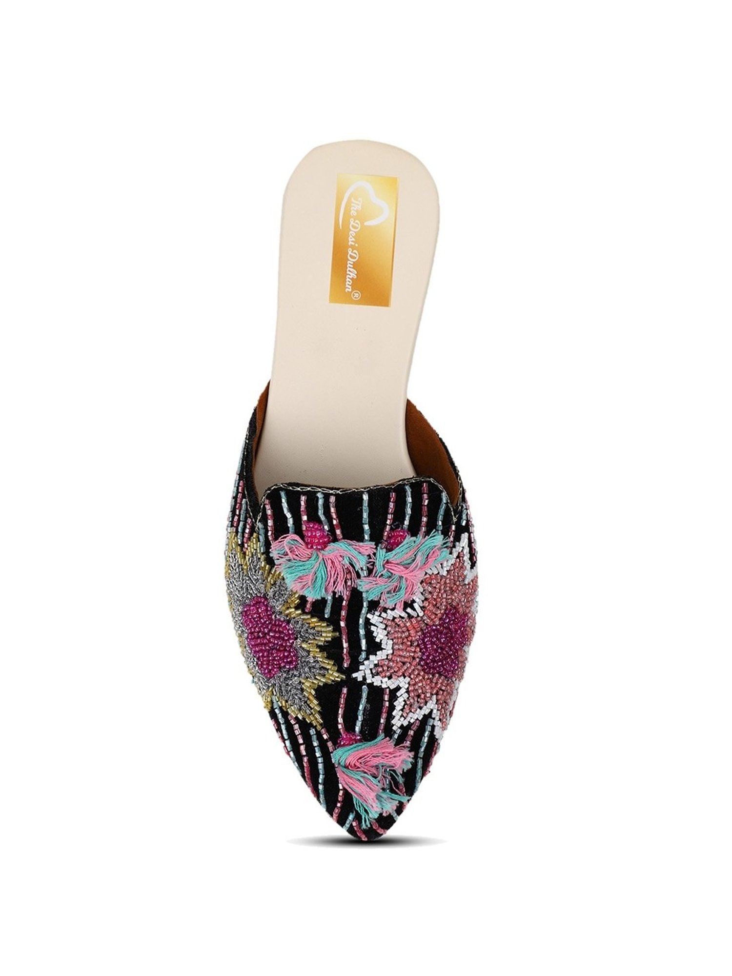 The Desi Dulhan Women's Black Mule Shoes