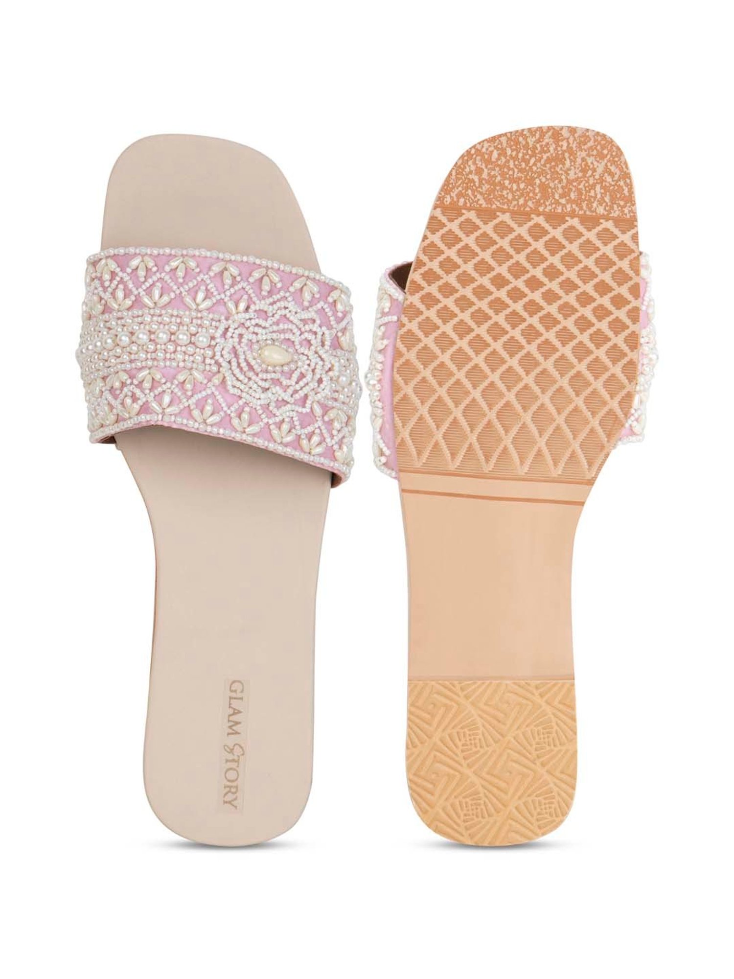 Glam Story Women's Pink Ethnic Sandals