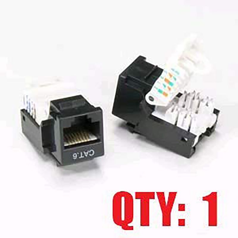 iMBAPrice Black Cat 6 Tooless (Tool Less) Keystone Jack for Keystone Wall Plate (Pack of 1)