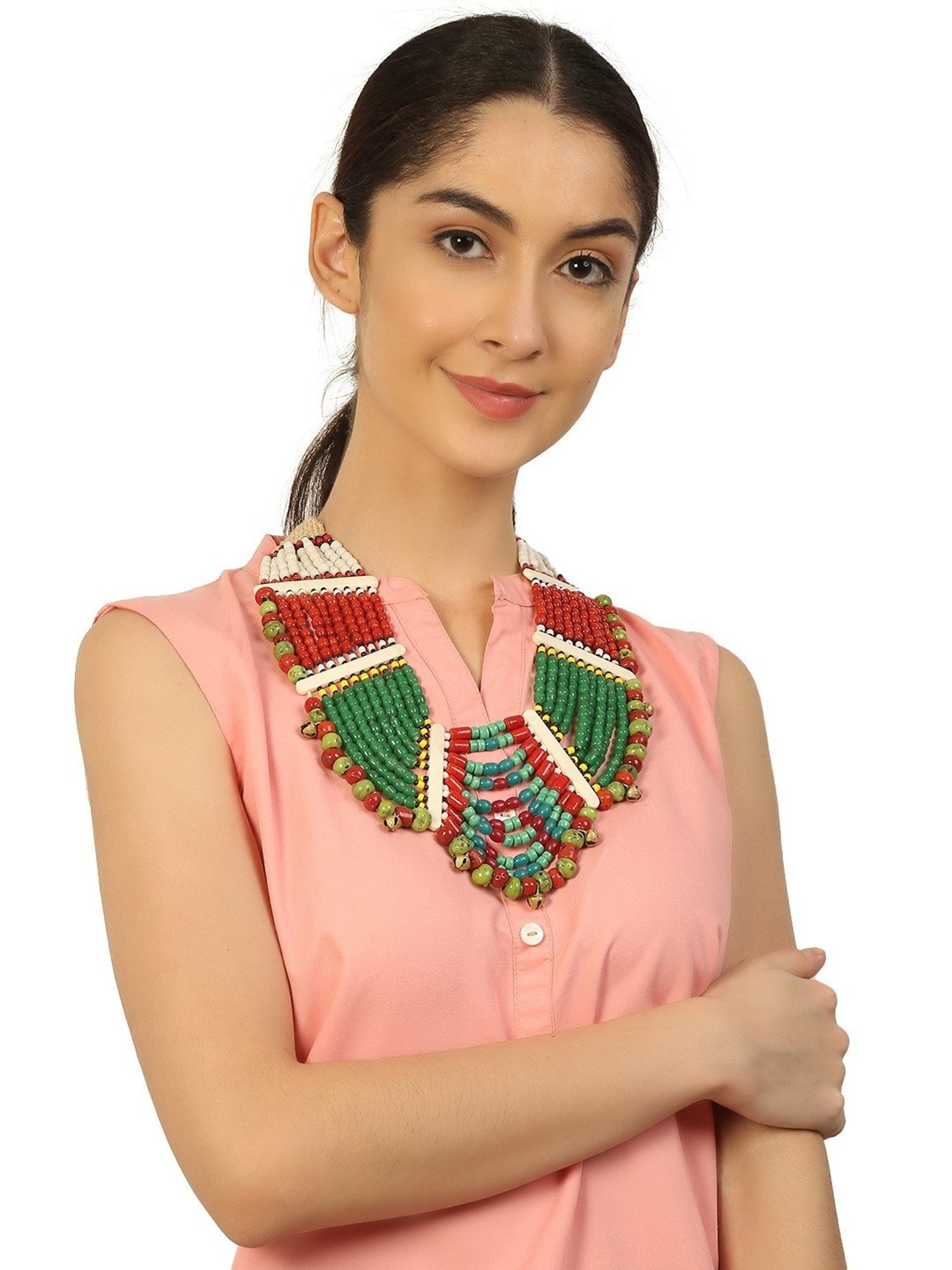 Imli Street Multicolor Vintage Naga Beaded Tribal Necklace