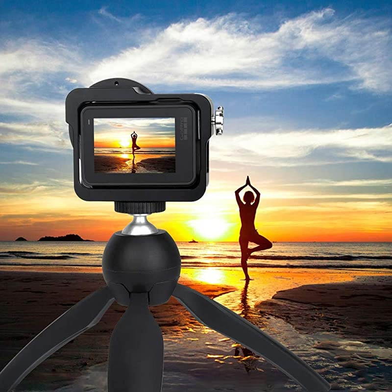 Housing Case Alloy Protective Skeleton Frame with 52mm UV Filter and Lens Cap, for Gopro HERO5/6/7Black Action Camera Black