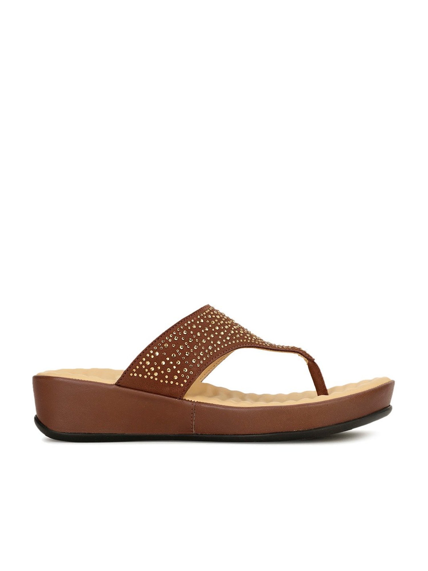 Scholl by Bata Women's Brown Thong Wedges