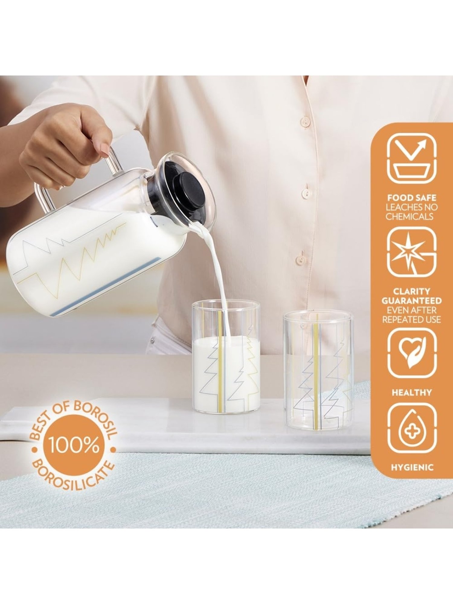 Borosil Silver Stainless Steel Wonder Jug (5700 ML)