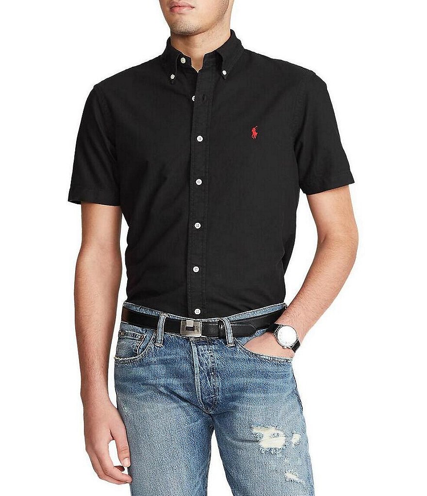 Polo Ralph Lauren Solid Garment-Dye Twill Short-Sleeve Woven Shirt