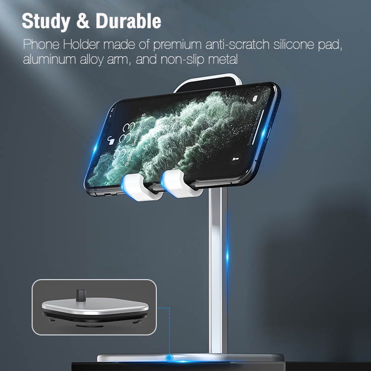 Choseal Phone Stand Angle Height Adjustable Tablet Stand on Desk, Aluminum Metal Phone Holder For IPhone 12 Pro Max 11, iPad Pro, Samsung Tablet, Huawei, Nintendo Switch