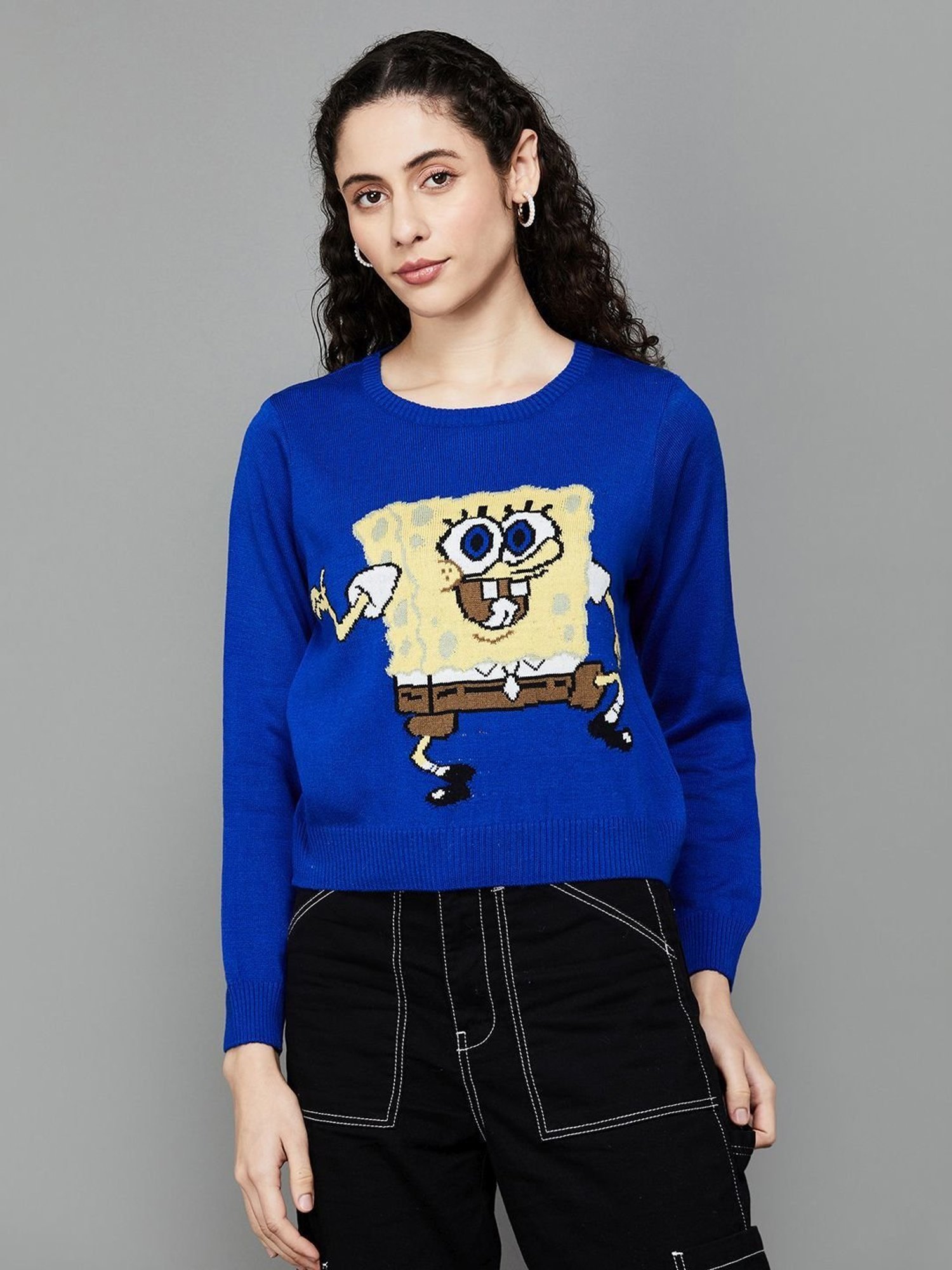 Ginger by Lifestyle Blue Printed Sweater