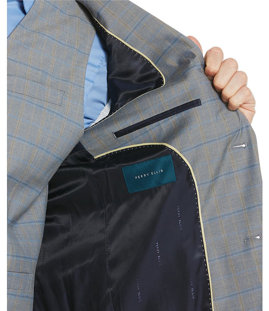 Perry Ellis Slim-Fit Tonal Plaid Suit Separates Jacket