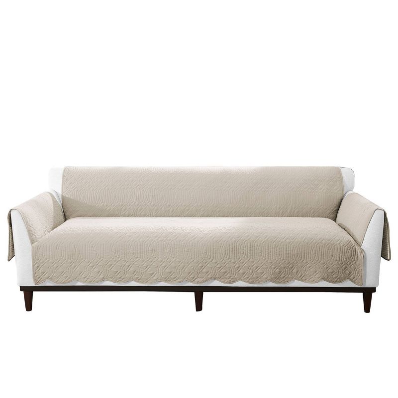 Reversible Sofa Furniture Protector with Arms White/Light Brown - Sure Fit
