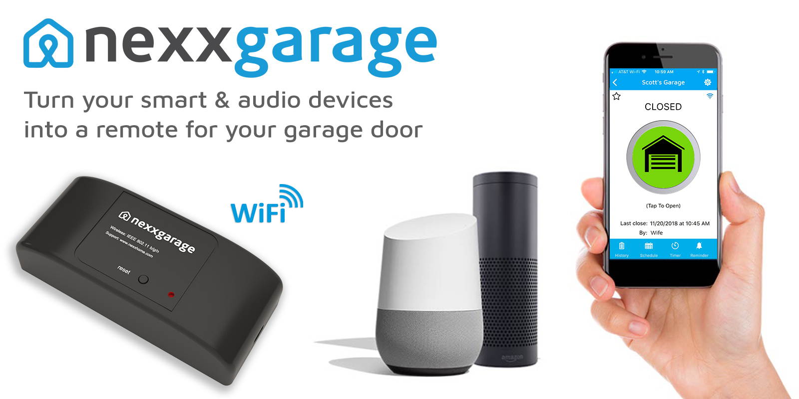 Nexx Garage - Smart WiFi Garage Door Opener using Smartphone, Amazon Alexa & Google Home.
