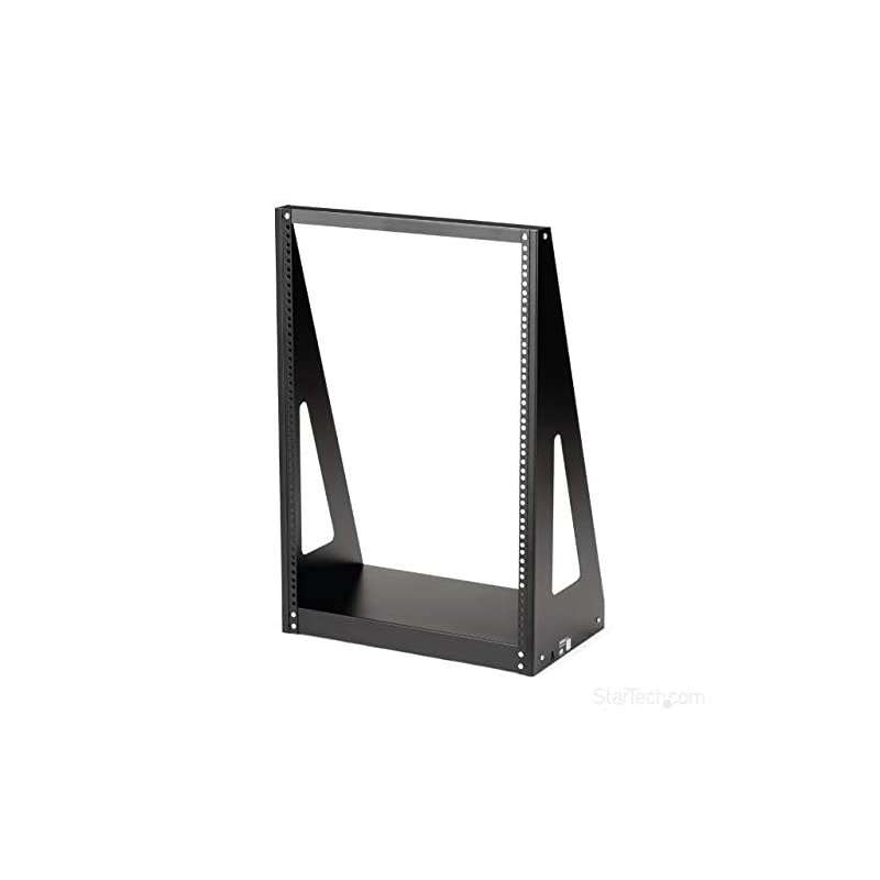 com 16U Open Frame Network Rack 19 2 Post Free Standing Desktop Rack for Computer AV Media IT Equipment for Server Room 2POSTRACK16 Black