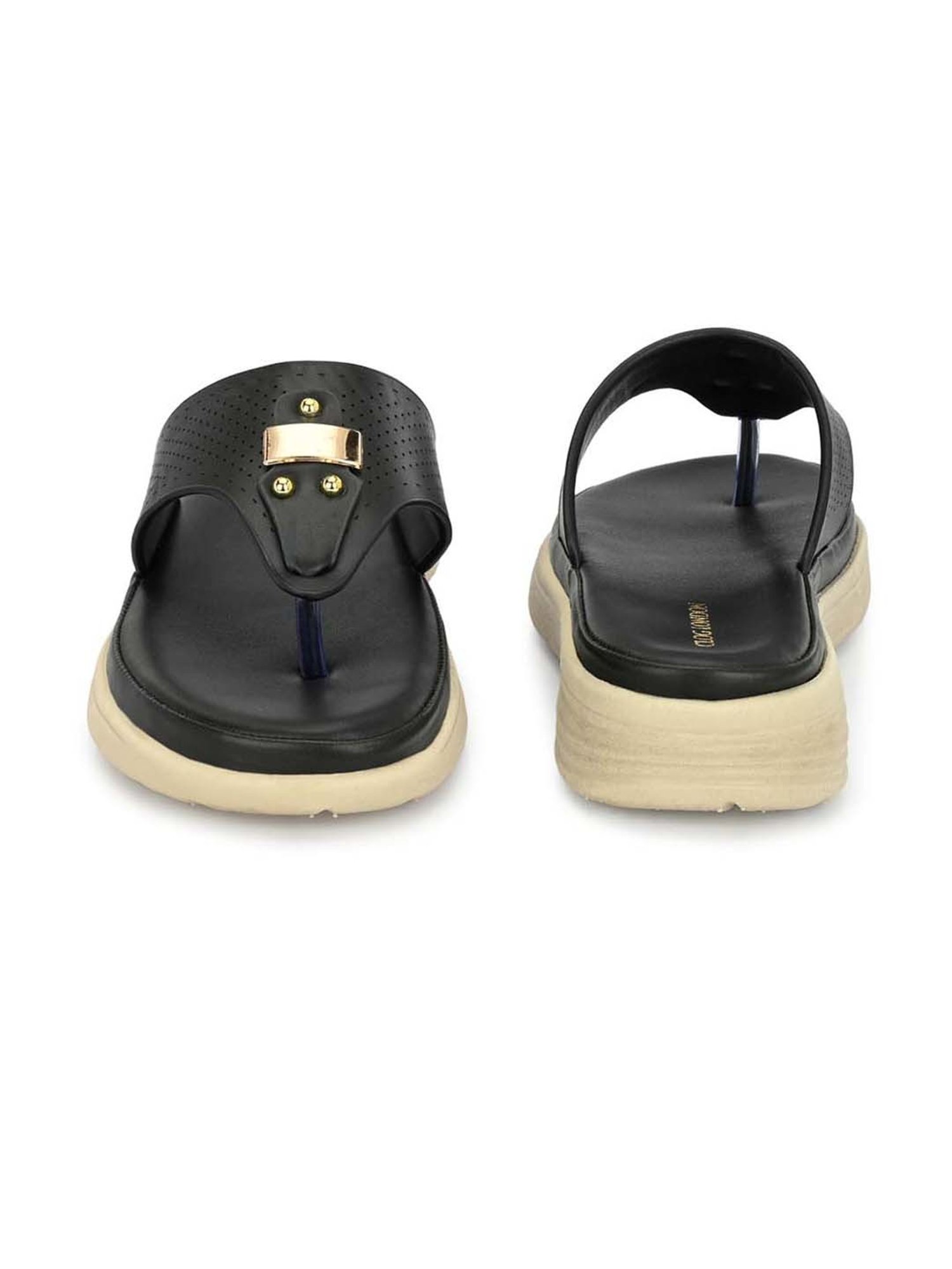 Clog London Women's Black Thong Wedges