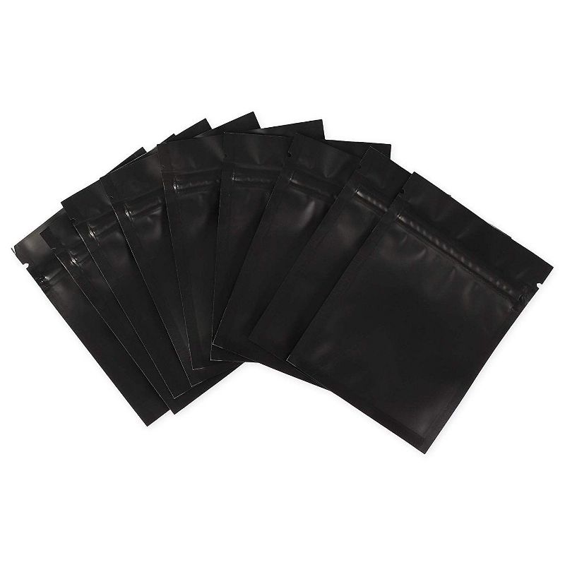 Juvale 100-Pack Resealable Smell Proof Foil Pouch Bag, 2.9"x 3.8" Reusable Flat Reclosable Storage Bags, Matte Black