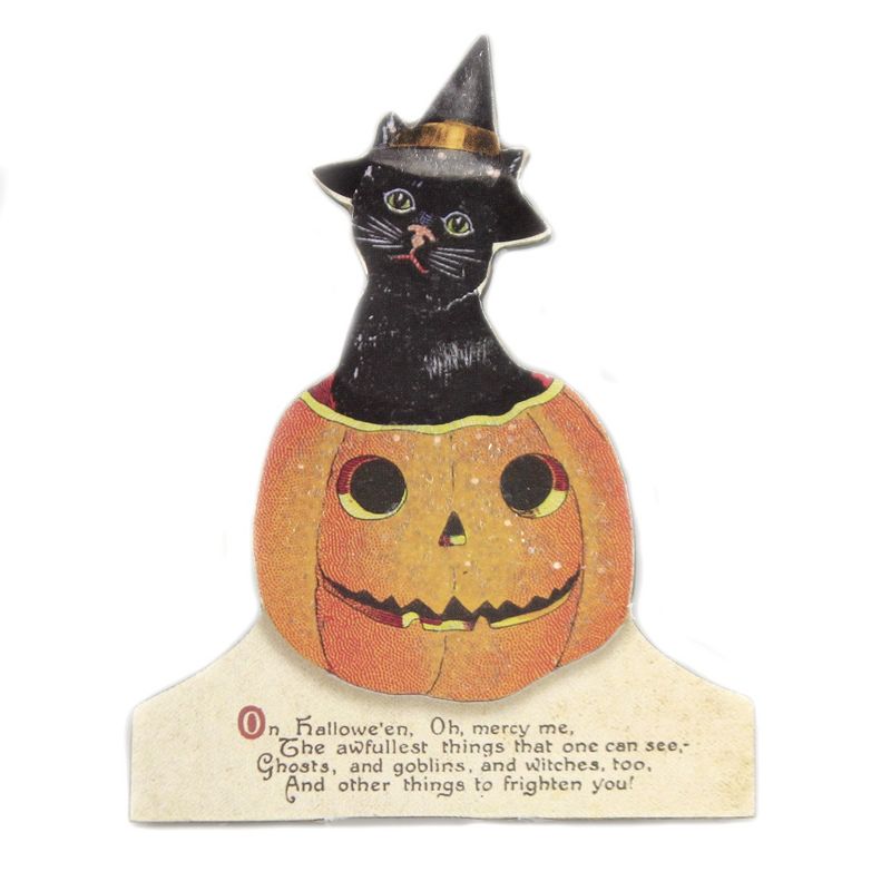 Halloween 5.0" Halloween Cat In Pumpkin Witch Kitten  -  Decorative Figurines