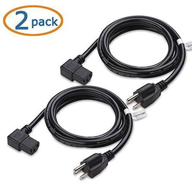 Cable Matters 2-Pack 16 AWG Right Angle Power Cord (Power Cable) 6 Feet (NEMA 5-15P to Angled IEC C13)