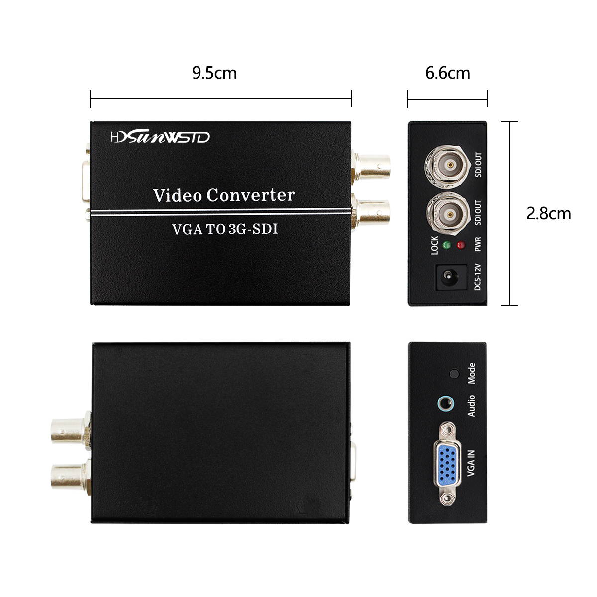 VGA to SDI Converter Adapter VGA+CVBS to SDI Support Full-HD / SD-SDI / 3G-SDI 2 SDI Ports