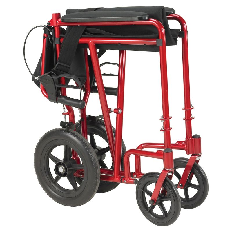 Drive Medical Lightweight Expedition Transport Wheelchair with Hand Brakes - Red