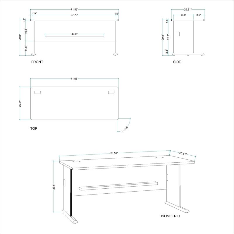 72" Desk in Brown-Bowery Hill