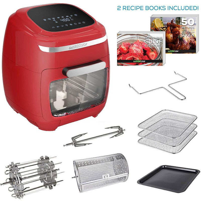 GoWISE Vibe 11.6-Quart Air Fryer Toaster Oven w/ Rotisserie & Dehydrator, Red