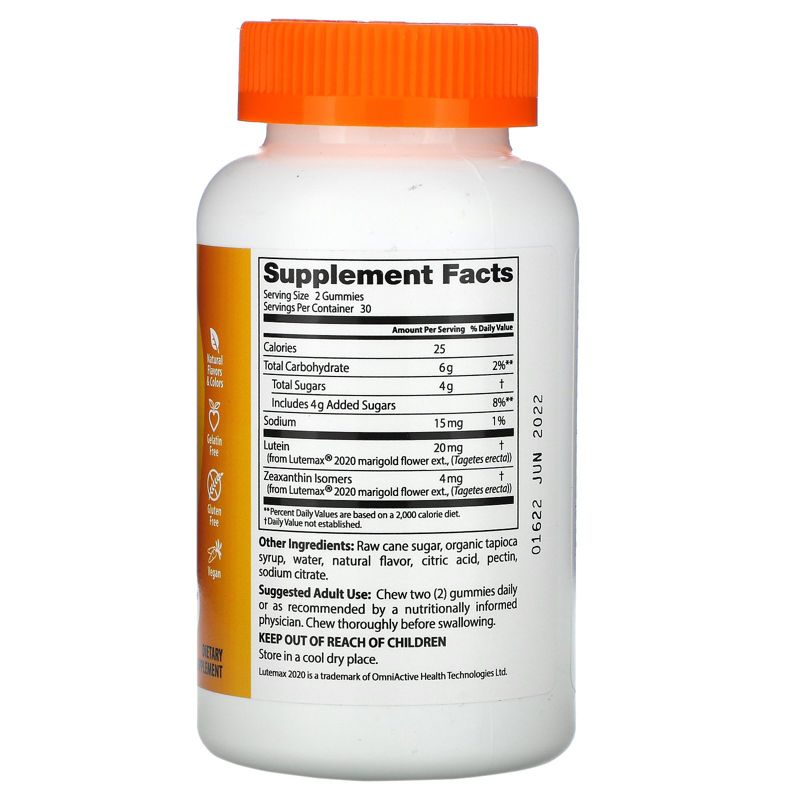 Doctor's Best Lutein & Zeaxanthin Gummies, Mango Madness, 60 Gummies, Dietary Supplements
