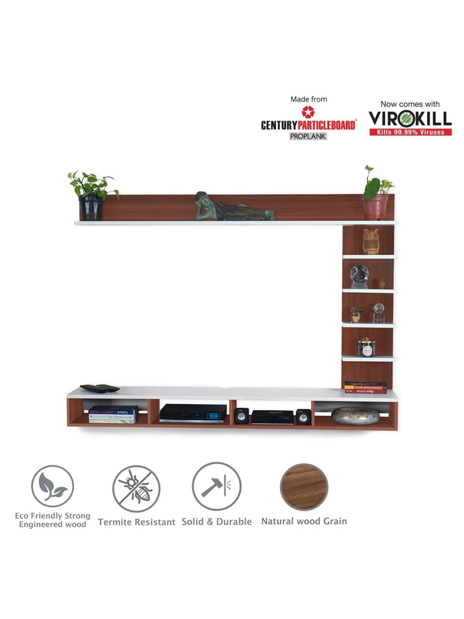 Delite Kom Flex Flowery Wenge & Acacia Dark Engineered Wood TV Entertainment Unit