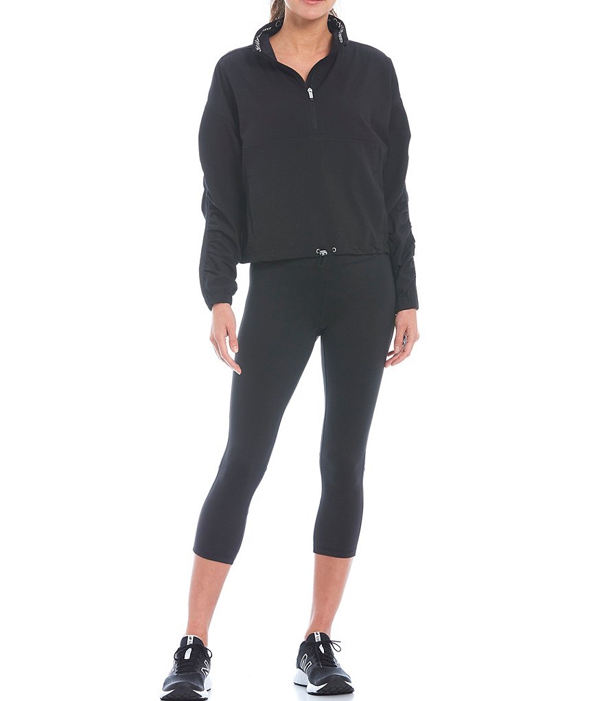 Calvin Klein Performance Ruched Long Sleeve Half Zip Funnel Collar Neck Pullover