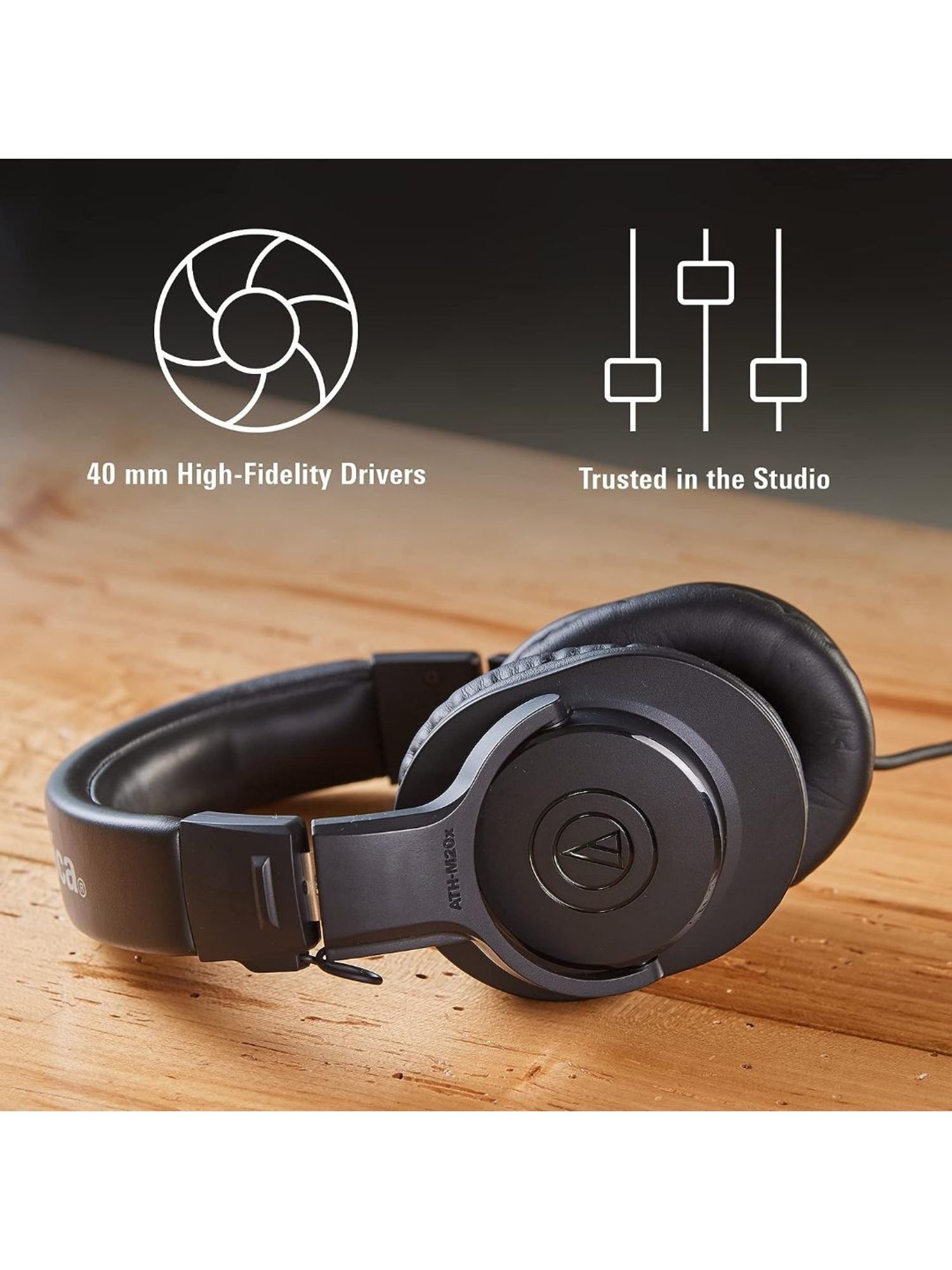 Audio Technica ATH M20x Over Ear Professional Studio Monitor Headphones (Black)