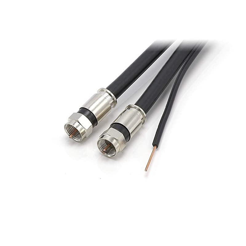 Dual with Ground RG6 Coaxial Twin Coax Cable (Siamese Cable) with 18AWG Copper Ground Wire, Satellite, Antenna & CATV Quality Compression Connectors, White