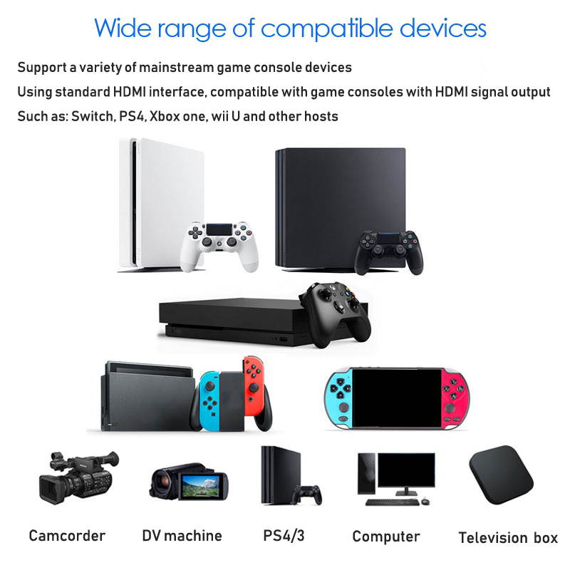 1080P 60Hz USB 3.0 Video Capture Card Video Game Live OBS Audio HDMI to USB Hub Plug And Play Broadcast Compatible with Windows Mac Os