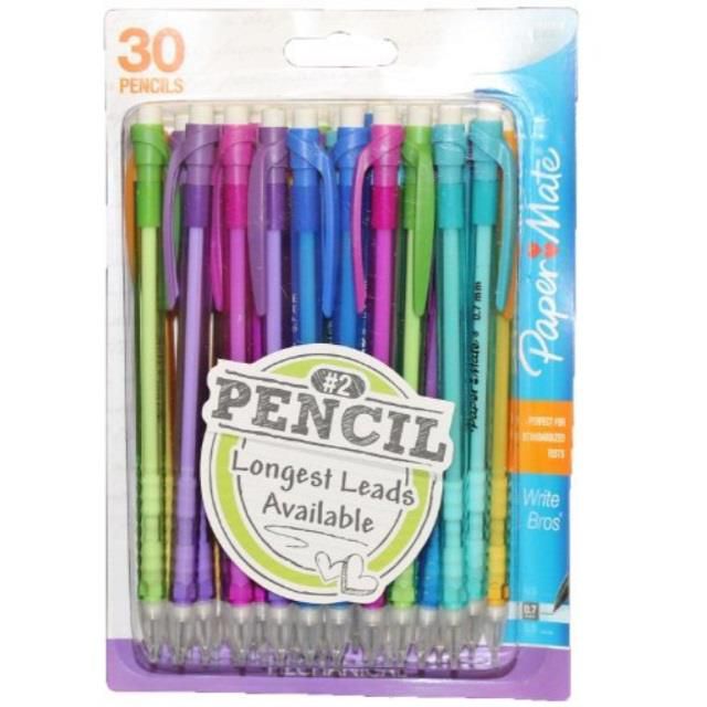 30 count papermate 0.7mm mechanical refillable #2 black lead pencils