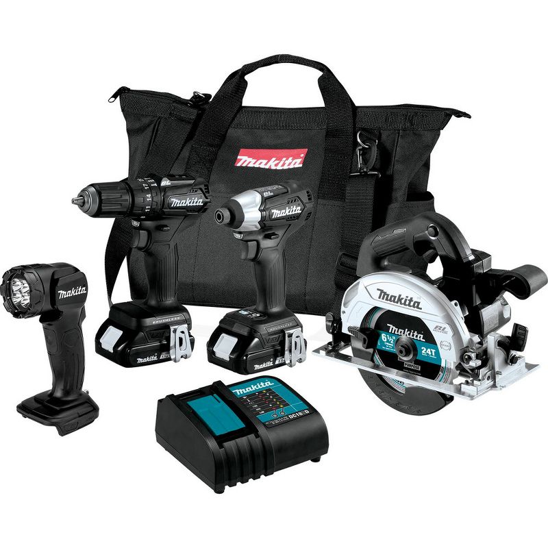 Makita CX401SYB 18V LXT Brushless Lithium-Ion Sub-Compact 4-Tool Cordless Combo Kit (1.5 Ah)
