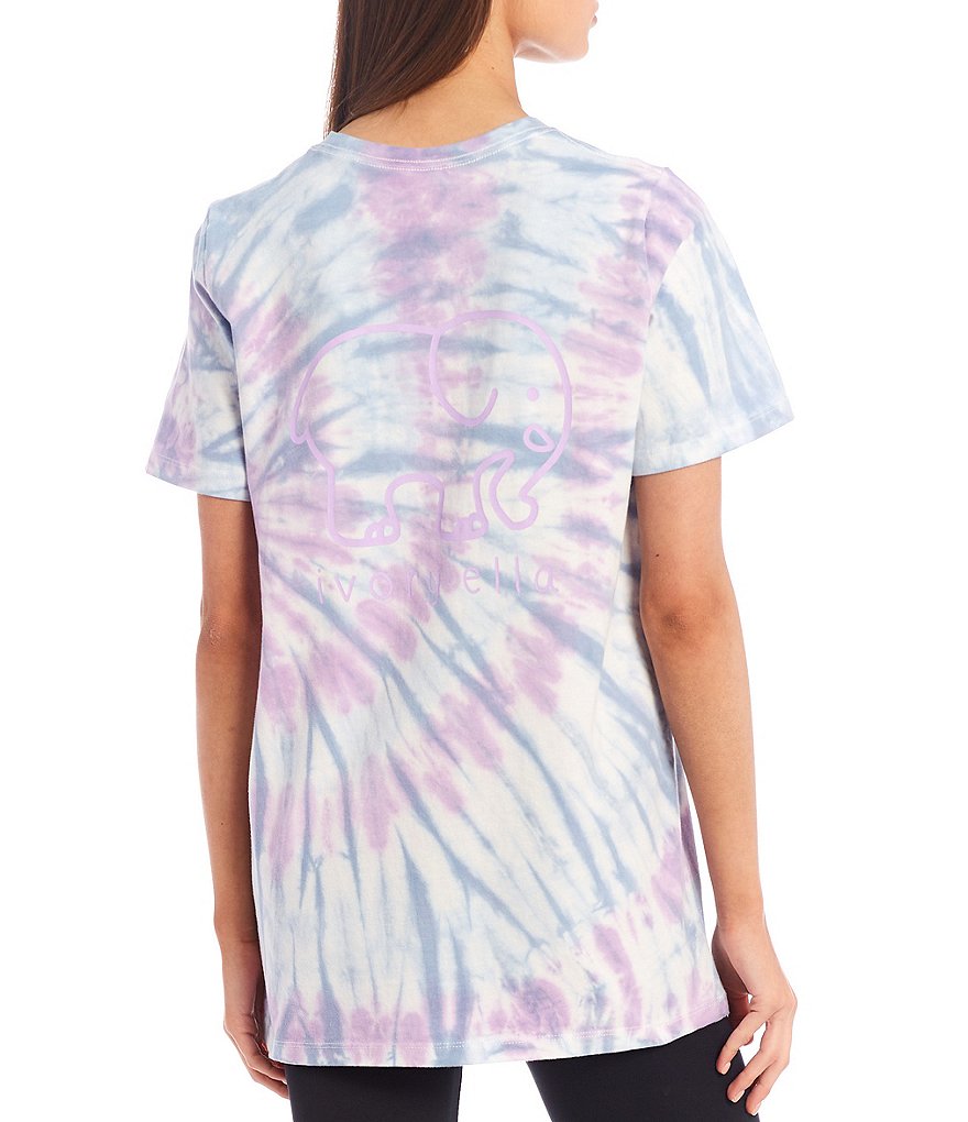 Ivory Ella Short-Sleeve Logo Graphic Tie-Dye Pocket Tee