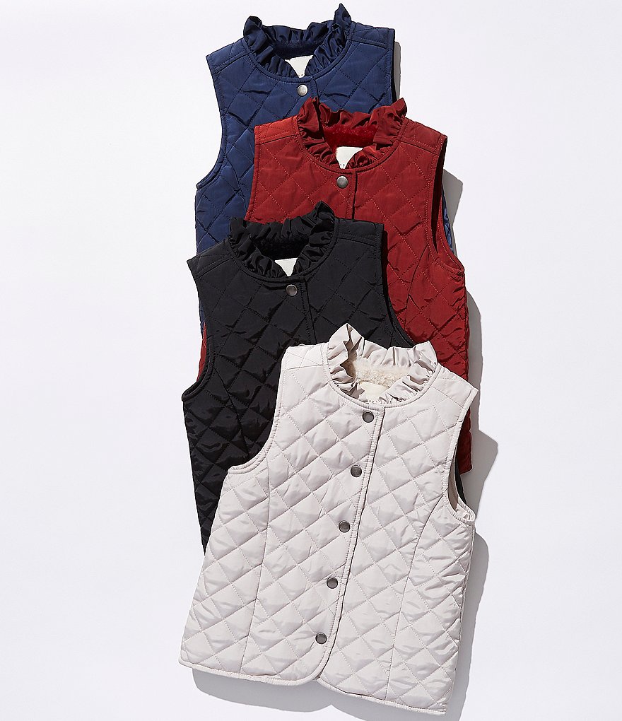 Copper Key Little Girls 2T-6X Ruffle Collar Quilted Vest