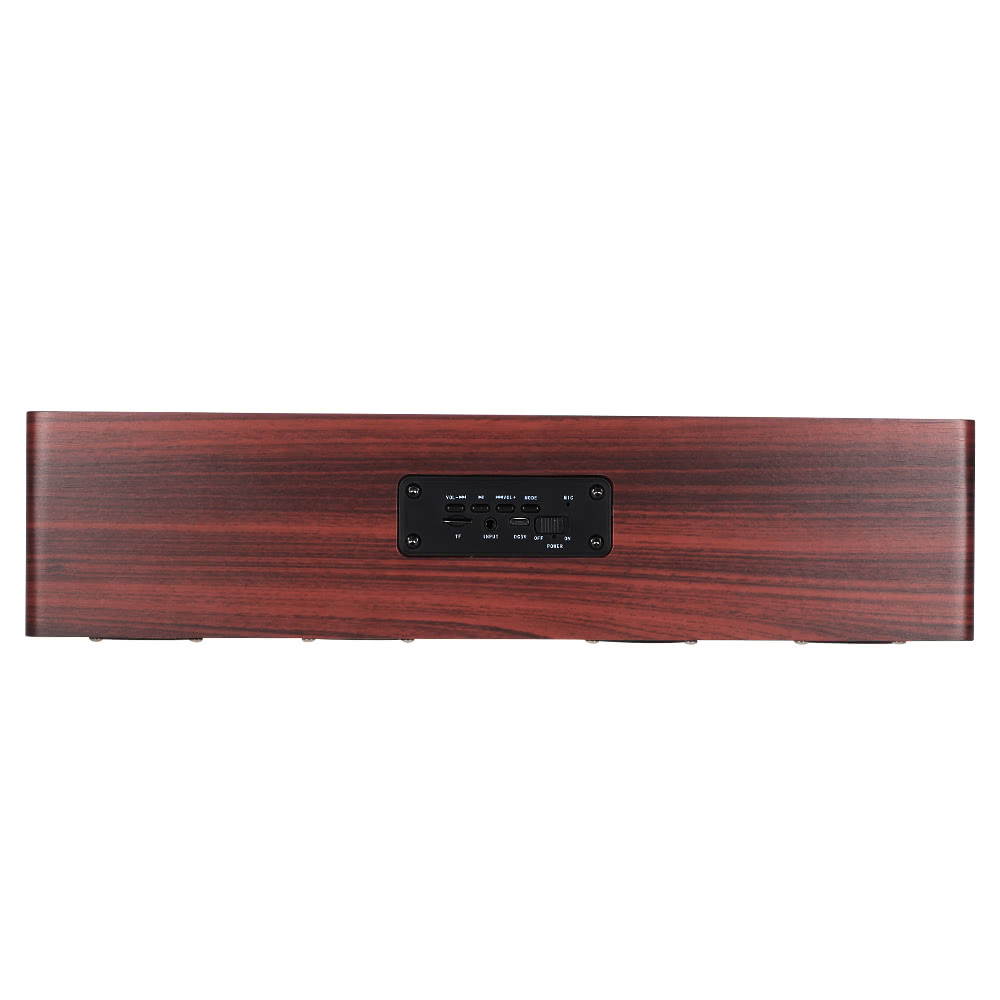 W8 Red Wood Grain Bluetooth Speaker Bluetooth 4.2 Four Louderspeakers Super Bass Subwoofer Hands-free with Mic 3.5mm AUX-IN TF Card 3000mAh Battery for Home